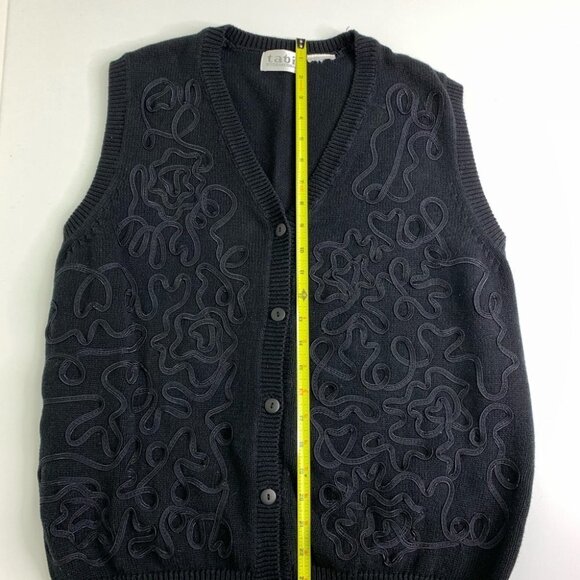 TABI International Navy Embroidered Button Down Knit Vest - Picture 4 of 5